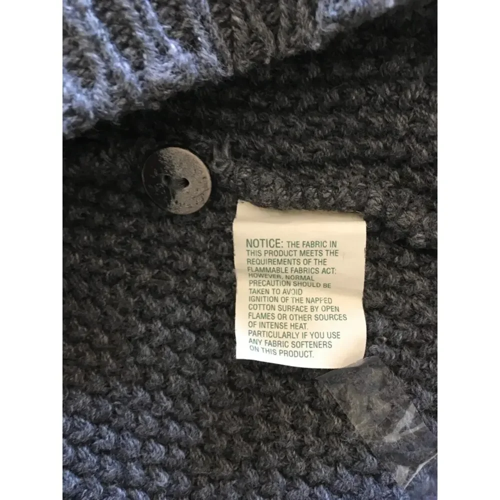VTG LL Bean Knit Fisherman Henley Sweater Mens Sz L Gray BA50 Cotton Made In USA - Picture 11 of 13